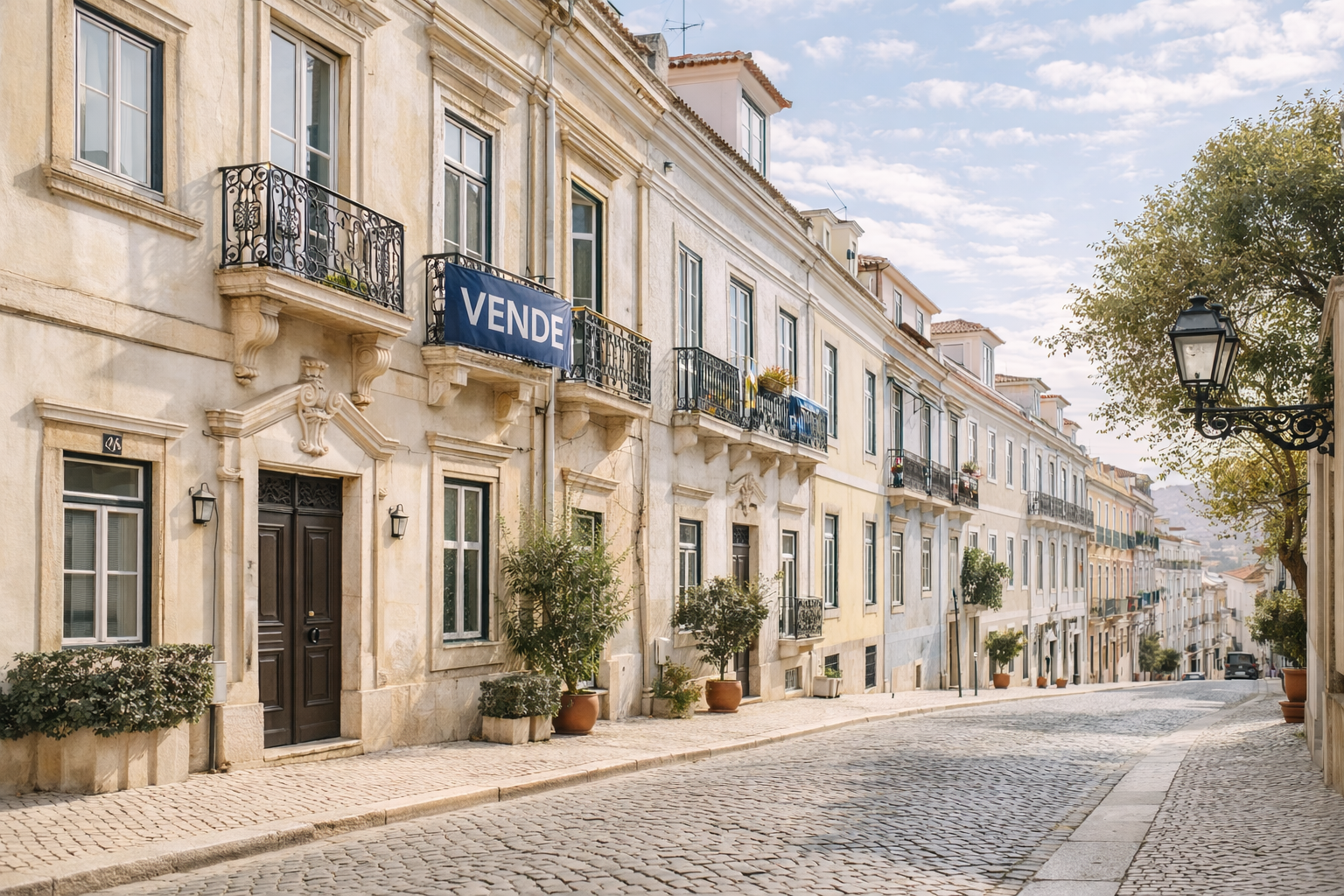 Rua bonita em Lisboa com edifícios antigos